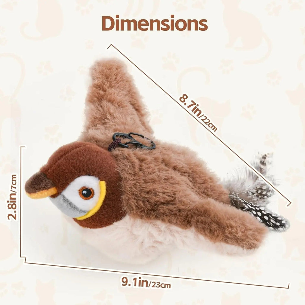 Motion-Activated Bird Toy for Cats with Flapping Tail and Chirping Sounds, USB Rechargeable