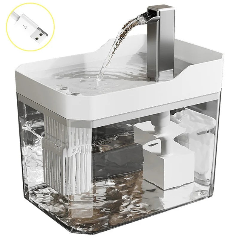 Transparent Cat Water Fountain Automatic Filter Circulating Water Dispenser Anti-dry Burn Pet Drinking Fountain with Water Pump