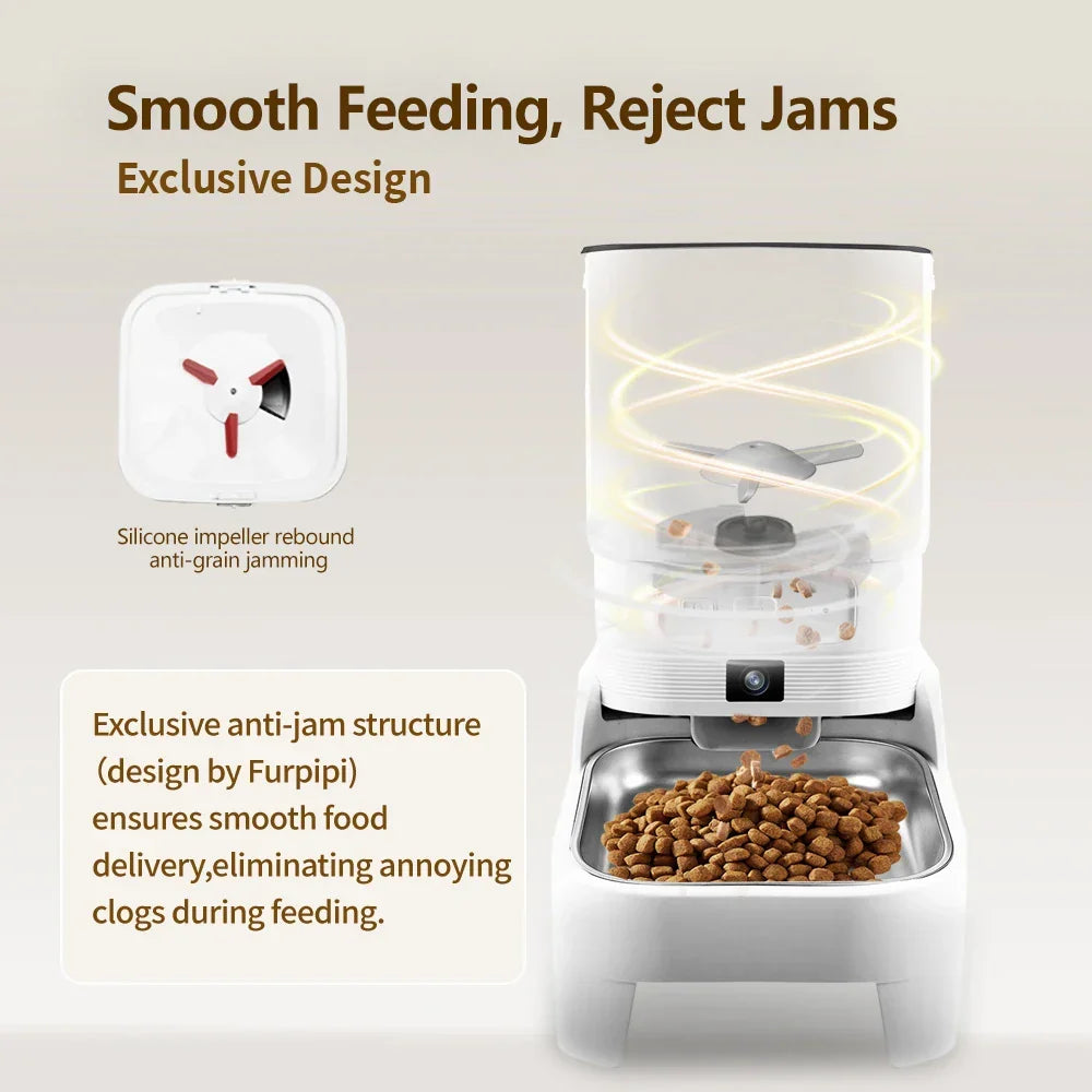 4.5L Elevated Automatic Pet Feeder with 15cm Raised Stand – Key Control or 1080P Camera & Tuya App for Cats and Dogs