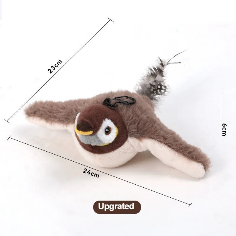 Motion-Activated Bird Toy for Cats with Flapping Tail and Chirping Sounds, USB Rechargeable